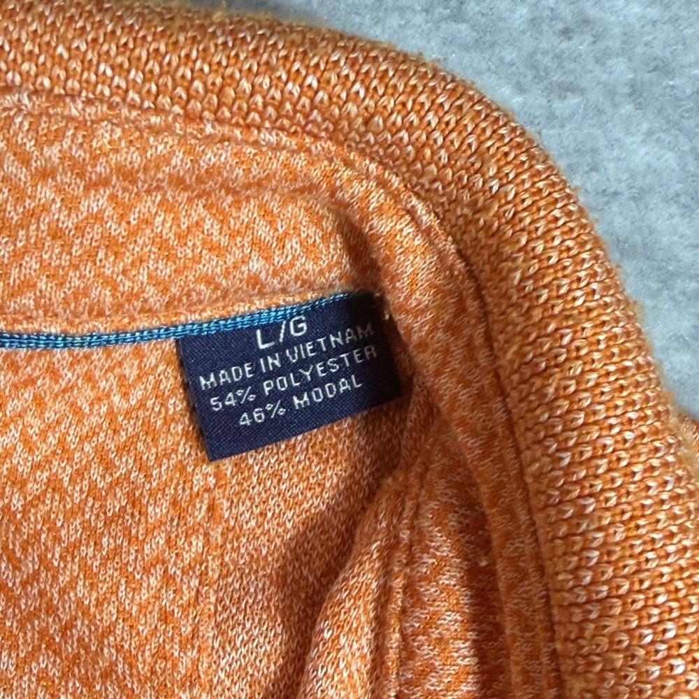 Tommy Bahama Polo Shirt Mens Size Large Orange Short Sleeve Knit Modal Blend - Picture 4 of 9